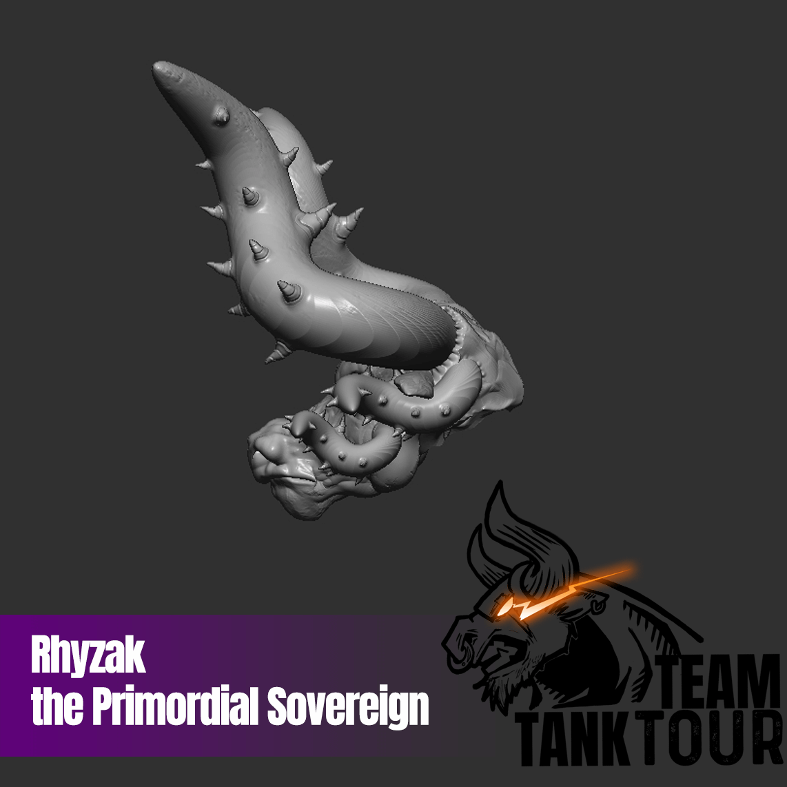 Rhyzak, the Primordial Sovereign (God Form) 3D Printed Head (9 Inch - Ogre Scale)